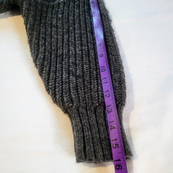 Anthropologie Deep V Cardigan Sweater Button Gray Carbon Oversized Chunky Knit - Picture 9 of 12